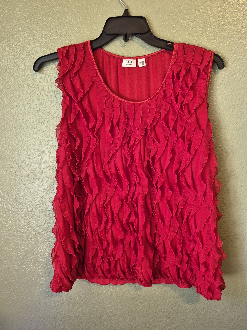 Cato Hot Pink Ruffle Sleeveless Top